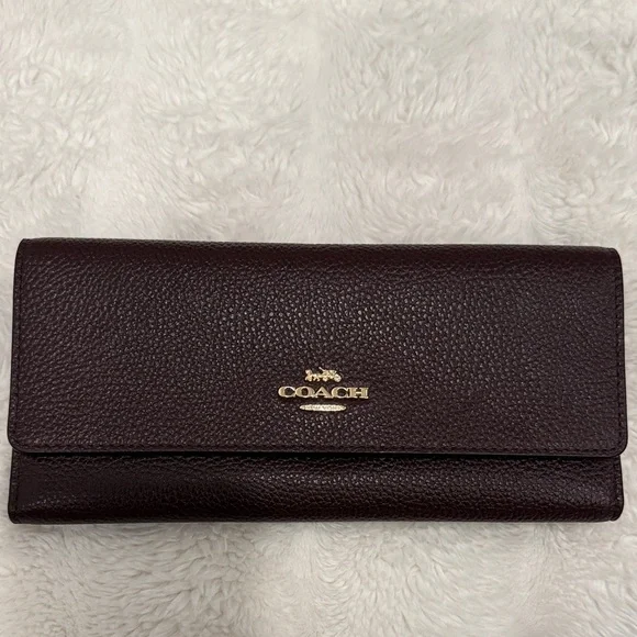 NEW Coach Dark Brown Leather Wallet - Picture 1 of 6